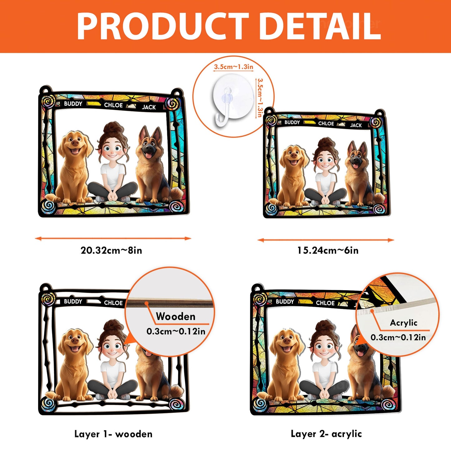 Dog Mom & Her Dogs - Personalized Window Hanging Suncatcher Ornament