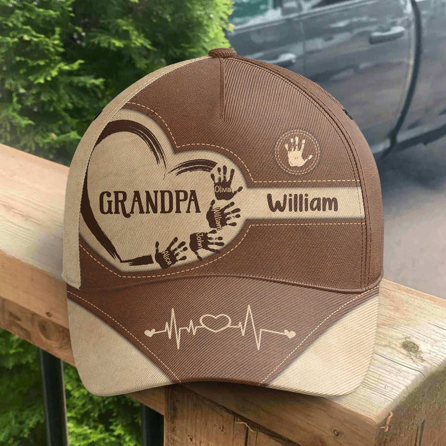 Grandpa Dad Kids Handprints - Personalized Classic Cap Christmas Gift For Grandpa