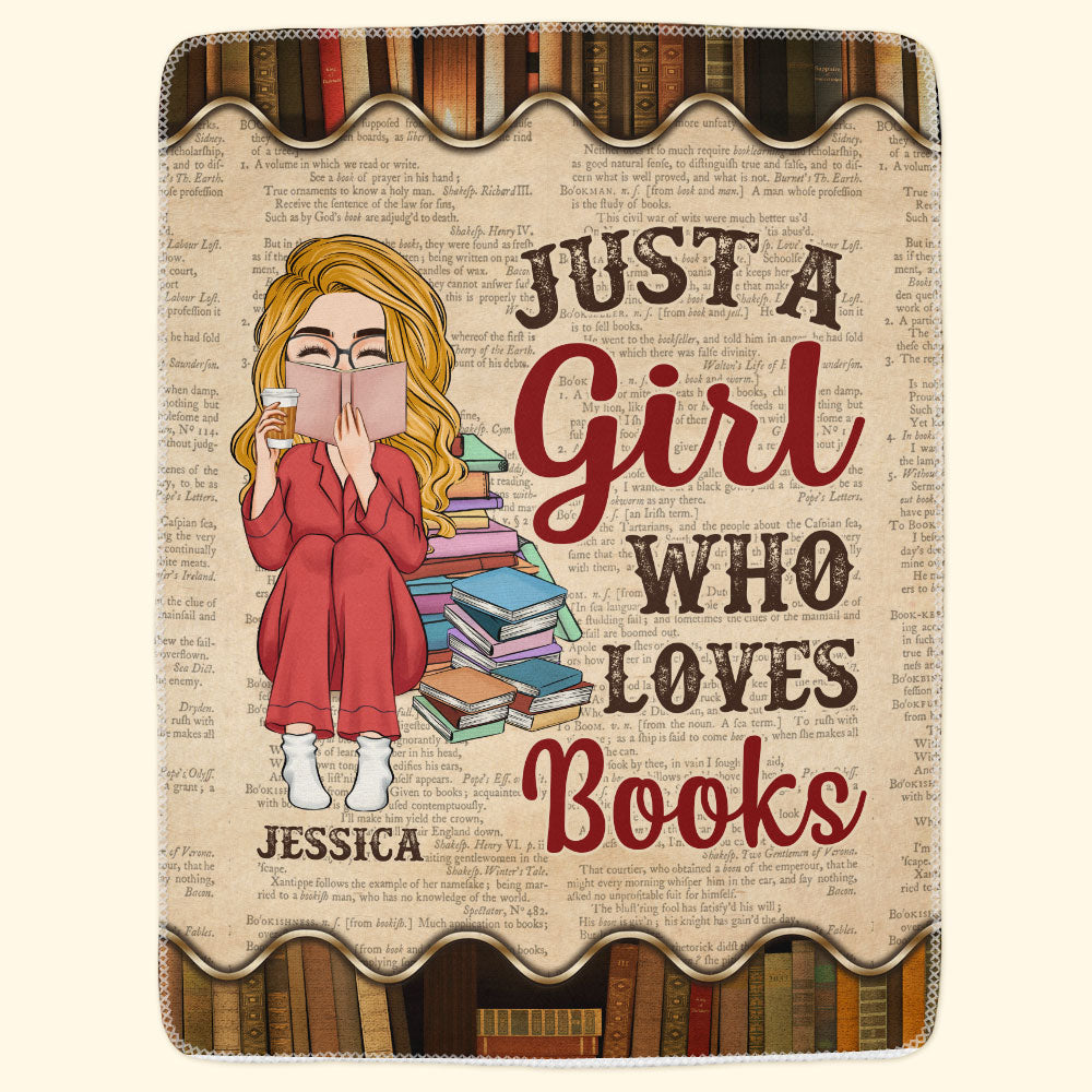 Just A Girl Who Loves Books Vintage Version - Personalized Blanket