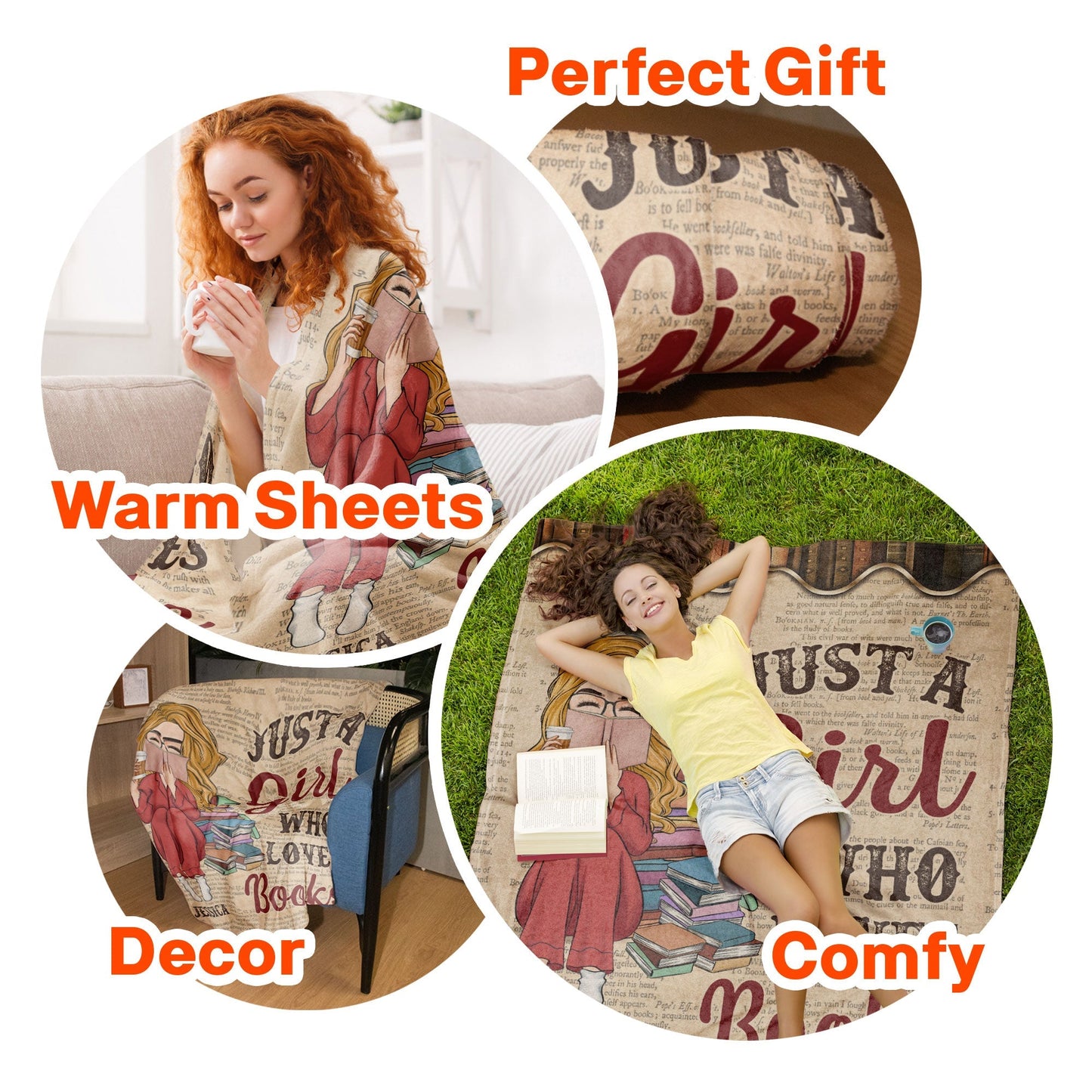 Just A Girl Who Loves Books Vintage Version - Personalized Blanket