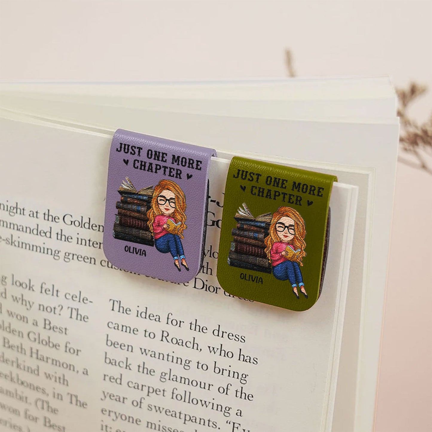 Just One More Chapter - Personalized Leather Magnetic Bookmark