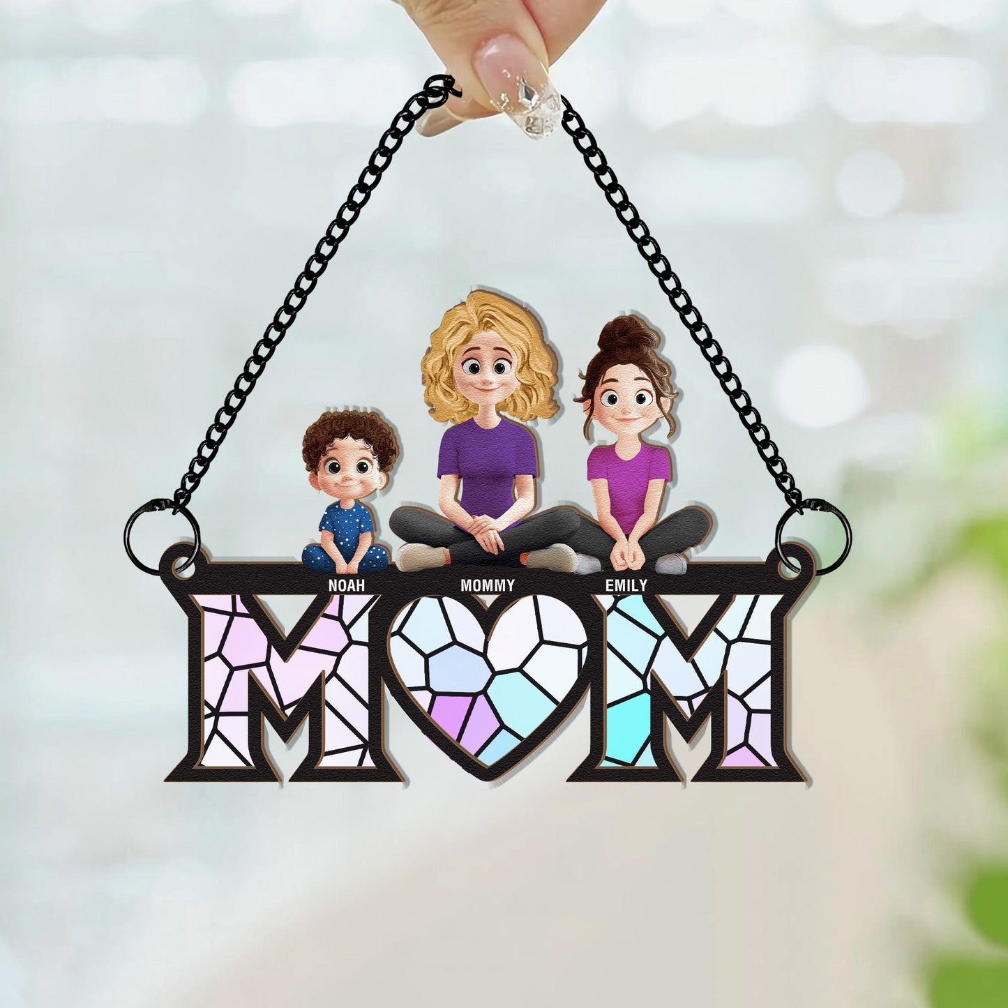 Mom Gift - Personalized Window Hanging Suncatcher Ornament Christmas Gift For Mom