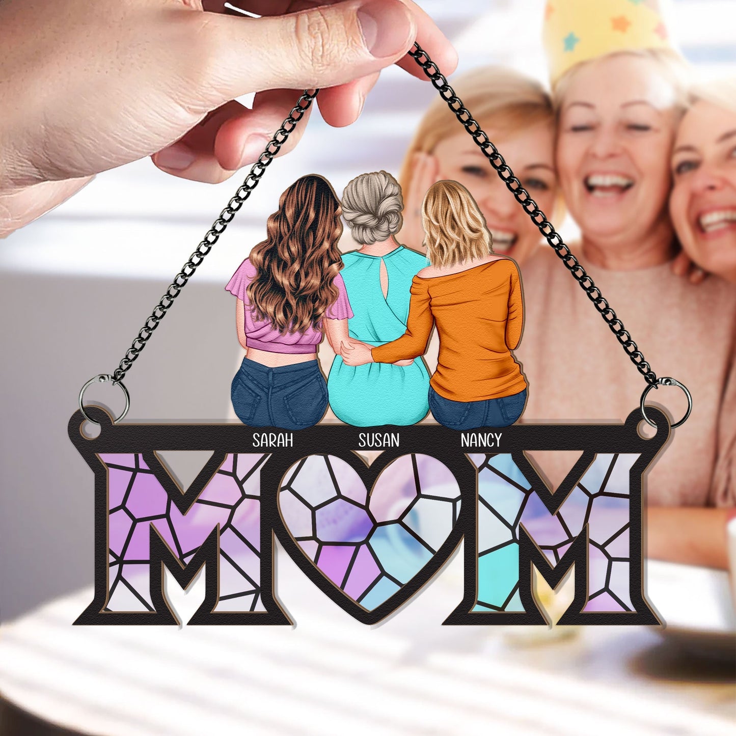 Gift For Mom - Personalized Window Hanging Suncatcher Ornament Christmas Gift For Mom
