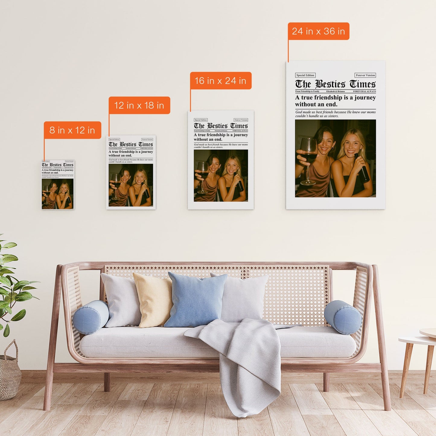 Newspaper The BFF Times - Upload Best Friend, Bestie Photo - Personalized Photo Poster/Canvas  Christmas Gift For Friend