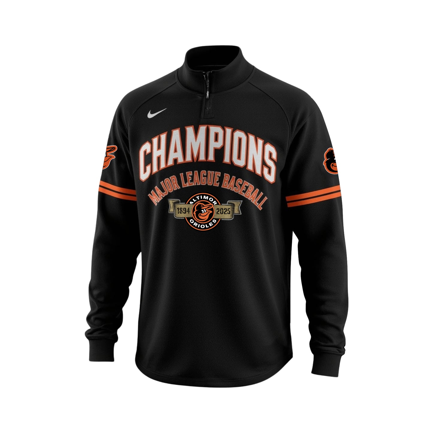 Go Orioles Go Baltimore Team Orioles Baseball 3D Long Sleeve Quarter Zip Jersey