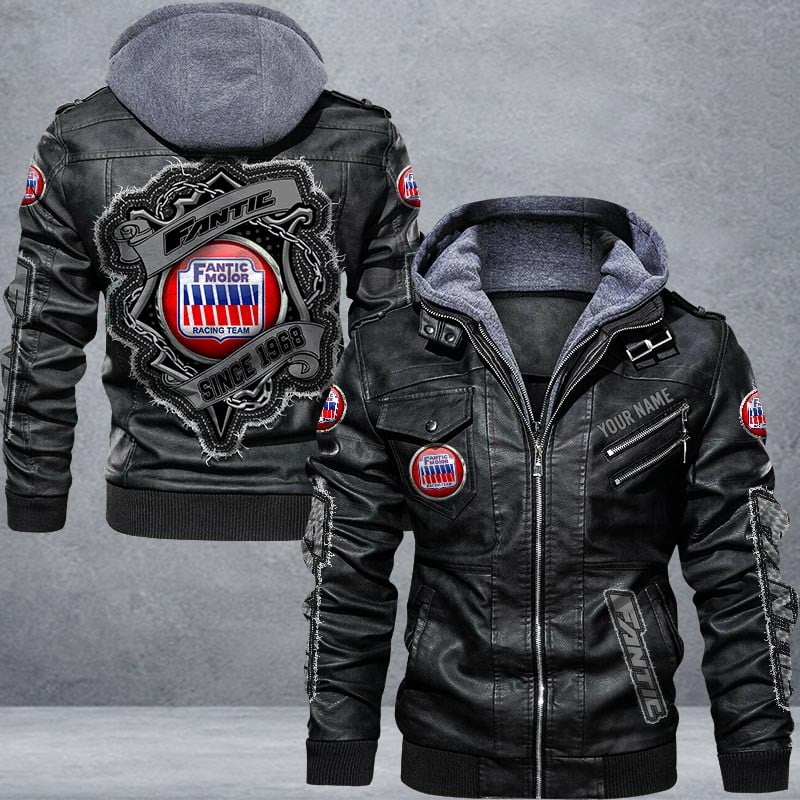 Fantic Leather Jacket Multicolor