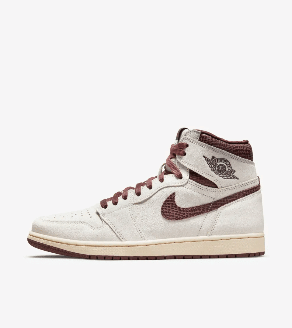 Men's A Ma Maniere x Air Jordan 1 Retro High OG SP Sail And Burgundy Shoes