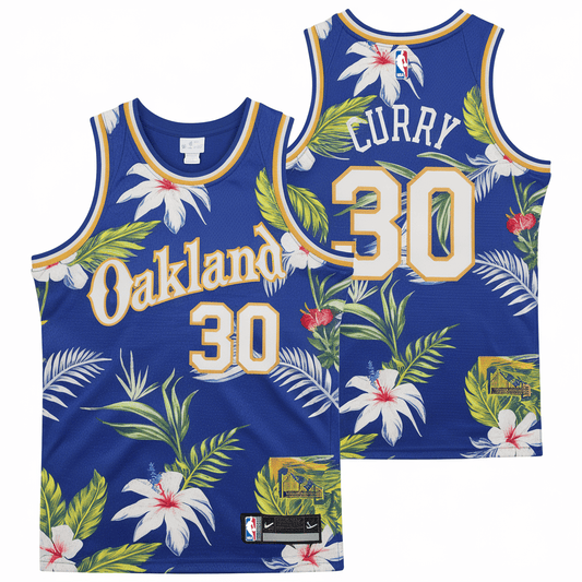 Curry #30 Oakland Golden State Team Tropical 3D Basketball Jersey