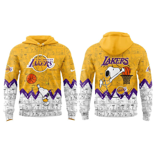 LA Basketball 75th Anniversary Of Peanuts All Over Print Hoodie