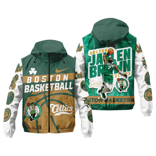 J.Brown #7 Boston Basketball Team 3D Windbreaker Jacket