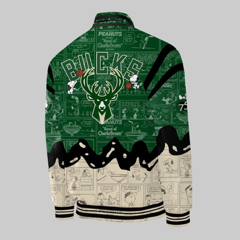 MB Basketball Design 75th Anniversary Of Peanuts All Over Print 3D Baseball Jacket