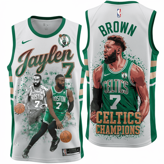 Brown #7 Celtics Champions 3D Basketball Jersey