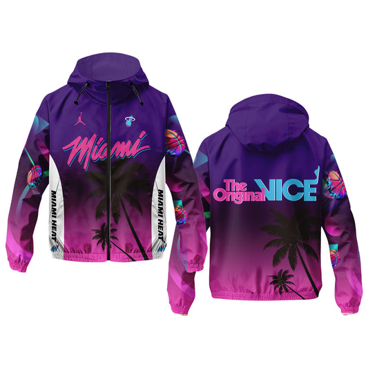 2025 Miami Team Basketball The Original Nice 3D All Over Print Windbreaker Jacket