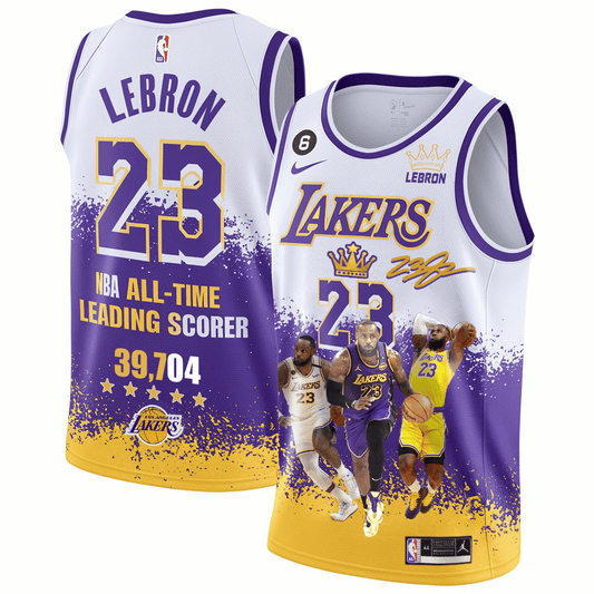 Lakers #23 LeBron James All-Time Leading Scorer 3D Basketball Jersey