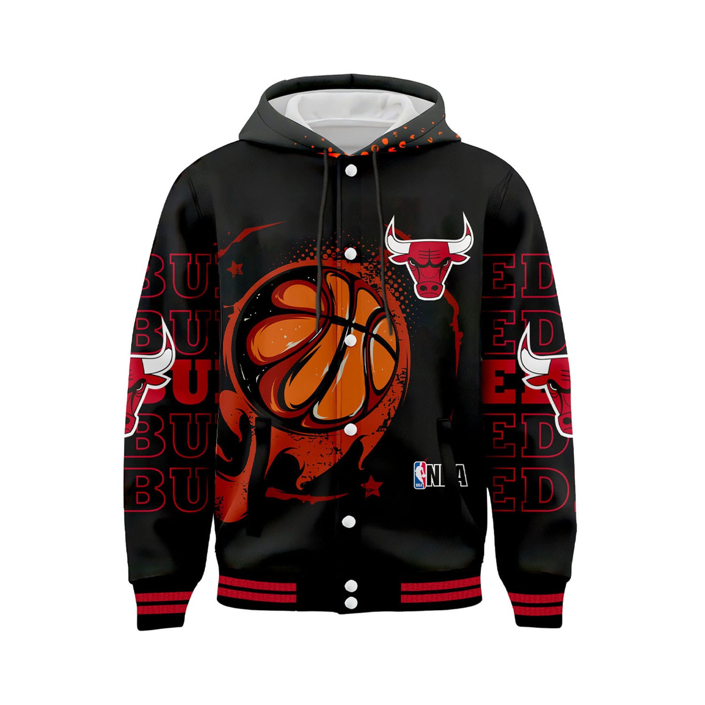 CB Basketball Michael Jordan Team 3D All Over Print Hooded Varsity Jacket