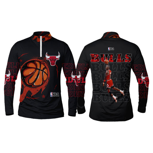 CB Basketball Michael Jordan Team 3D All Over Print Long Sleeve Quarter Zip Jersey