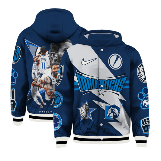 Kyrie Irving Mavericks Team 3D Hooded Varsity Jacket