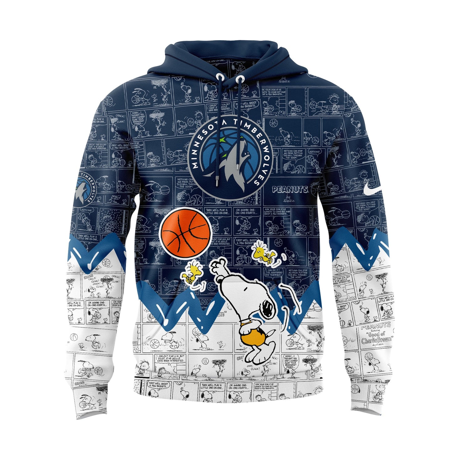 MT Basketball 75th Anniversary Of Peanuts 3D All Over Print Hoodie