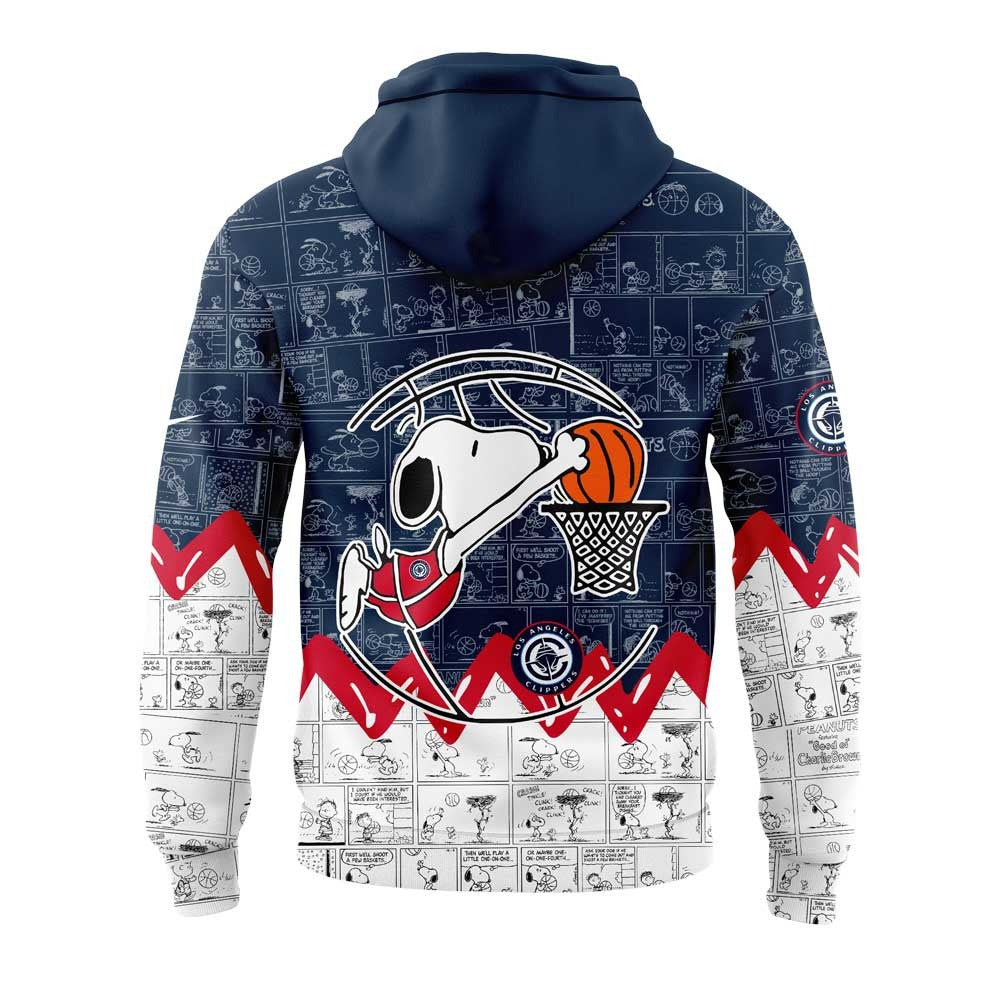 LA Clippers Basketball 75th Anniversary Of Peanuts 3D All Over Print Hoodie