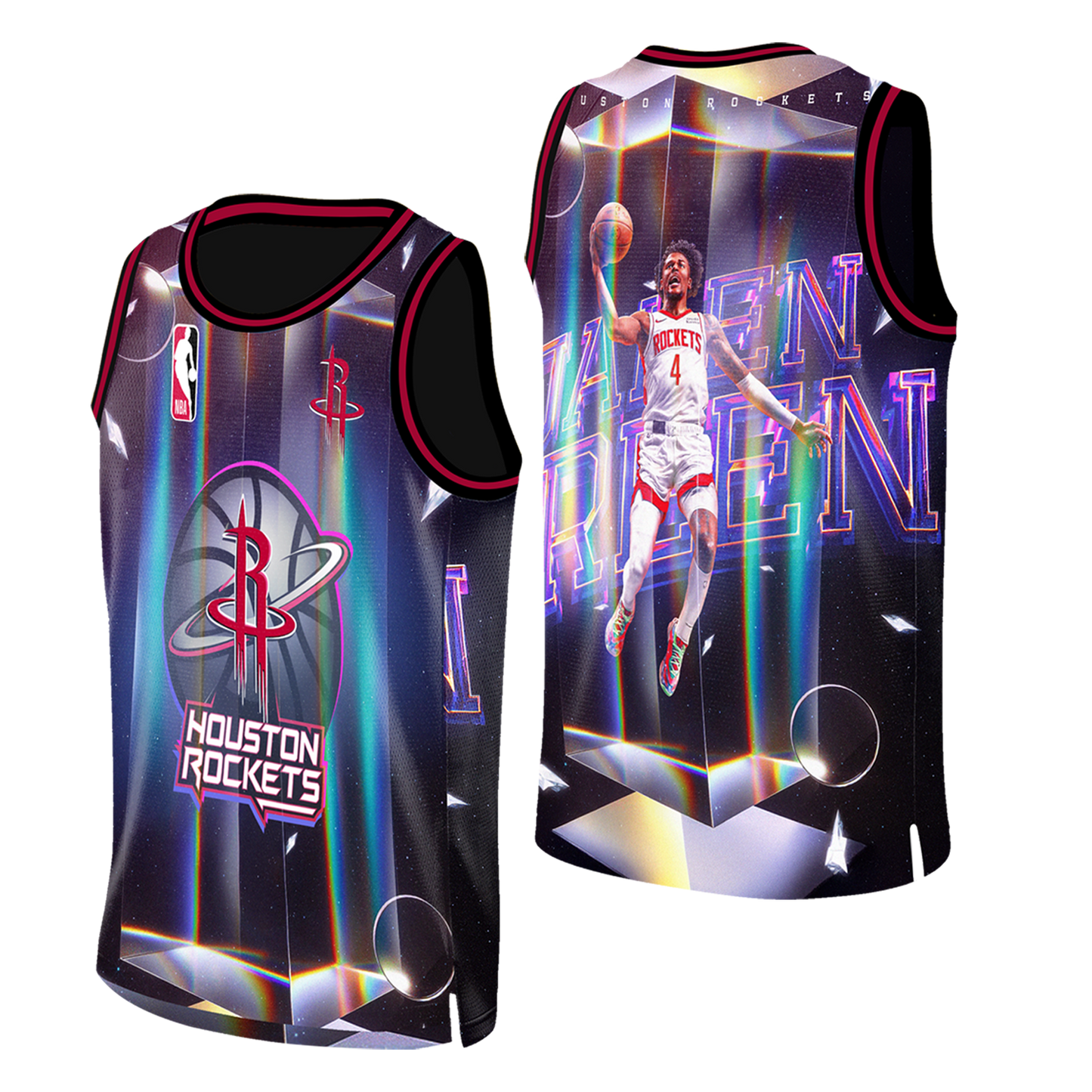 Jalen Green #4 Rockets Team 3D Basketball Jersey