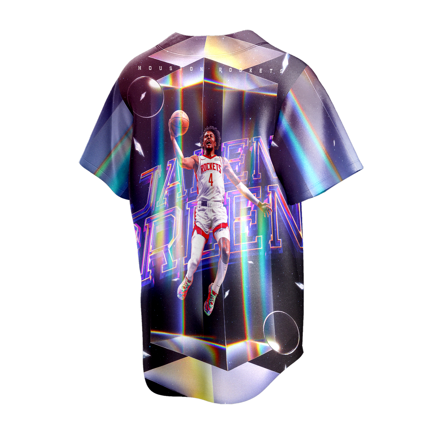 Jalen Green #4 Rockets Team 3D Baseball Jersey