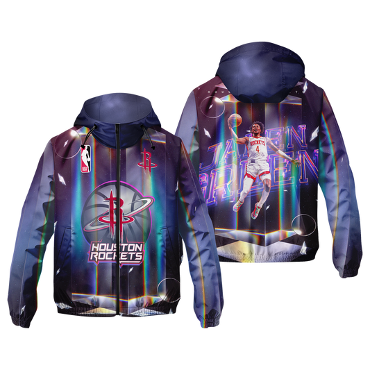 Jalen Green #4 Rockets Team 3D Windbreaker Jacket