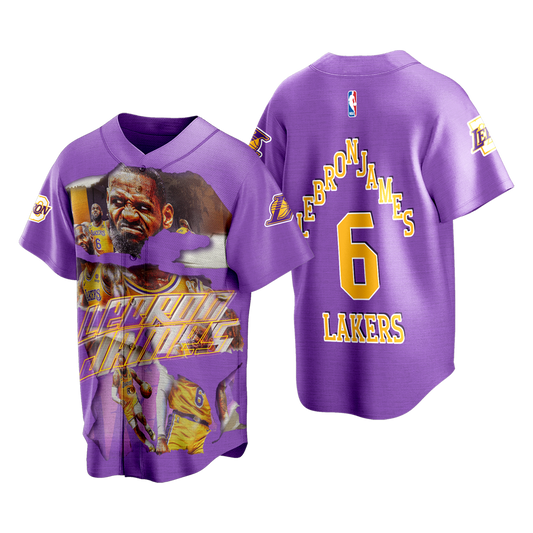 LeBron James #6 Lakers Team King James 3D Baseball Jersey