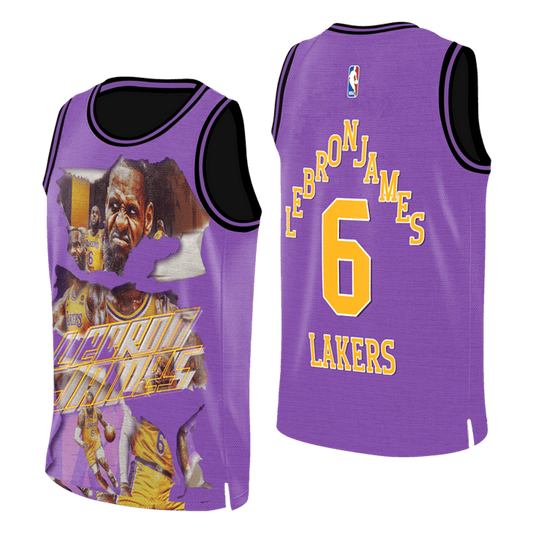 LeBron James #6 Lakers Team King James 3D Basketball Jersey
