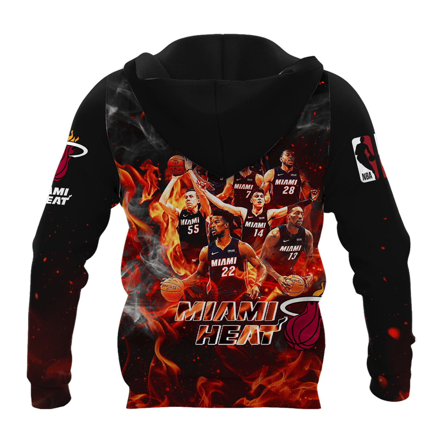 Miami Team Flames Pattern 3D Puff Print Hoodie