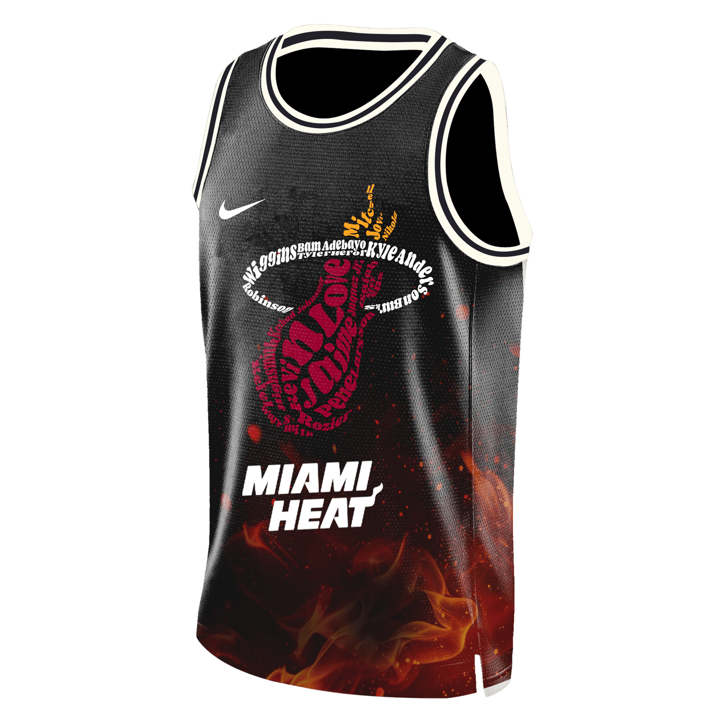 Miami Team Flames Pattern 3D Basketball Jersey