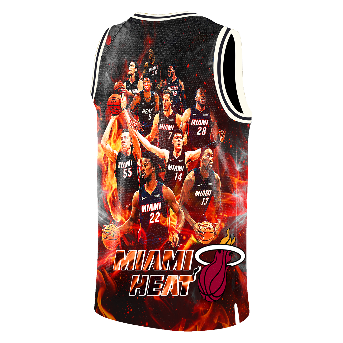 Miami Team Flames Pattern 3D Basketball Jersey