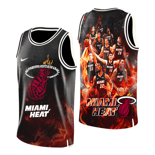 Miami Team Flames Pattern 3D Basketball Jersey