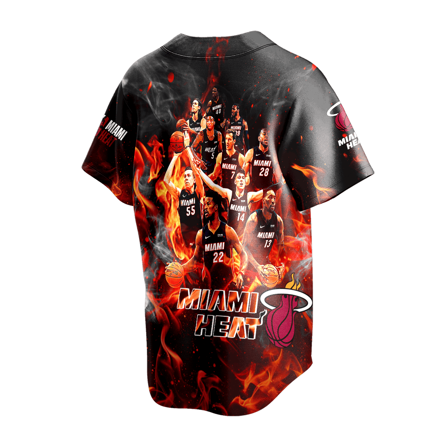 Miami Team Flames Pattern 3D Baseball Jersey