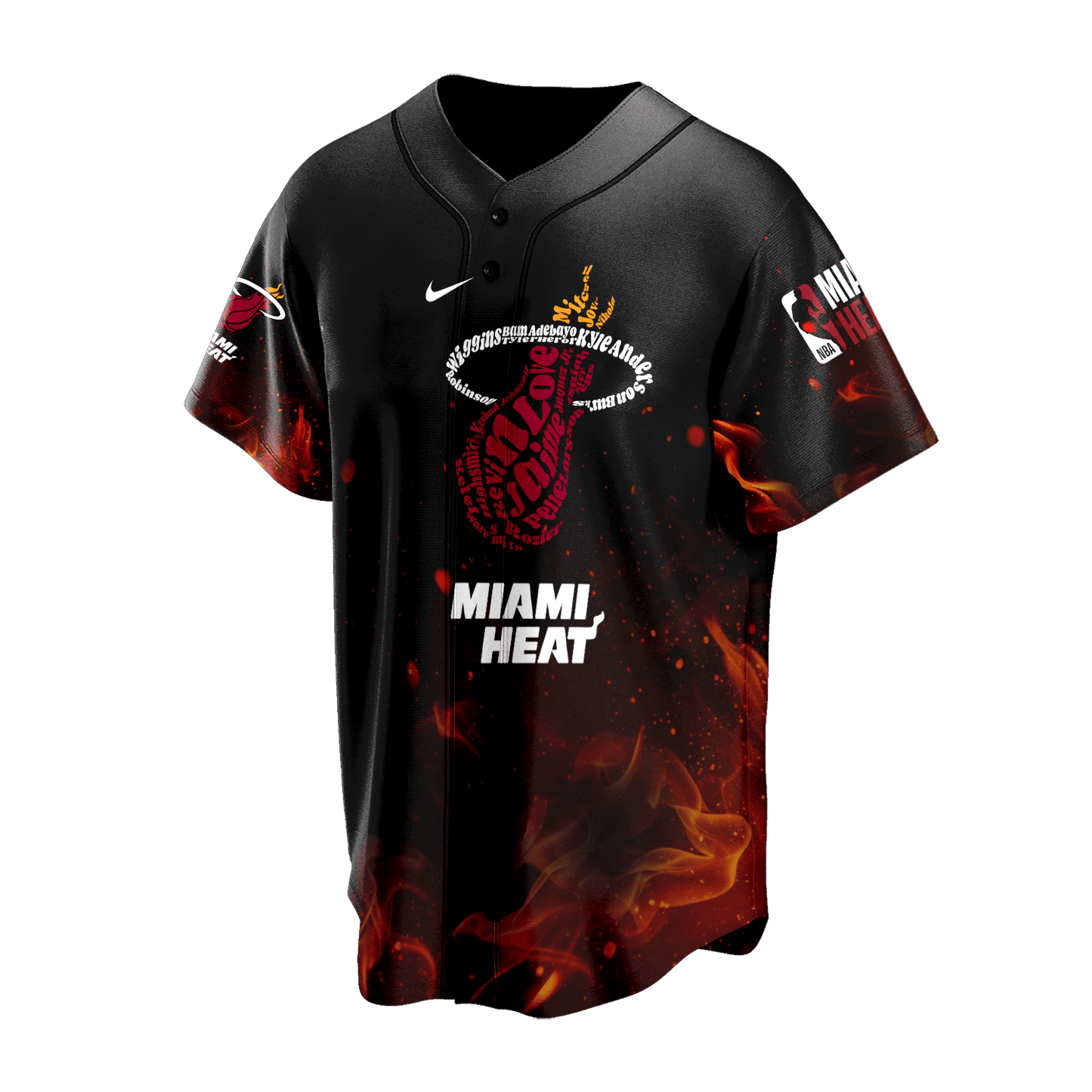 Miami Team Flames Pattern 3D Baseball Jersey