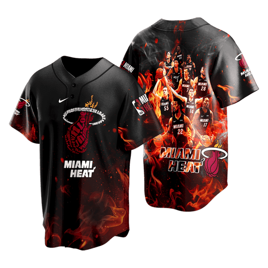 Miami Team Flames Pattern 3D Baseball Jersey