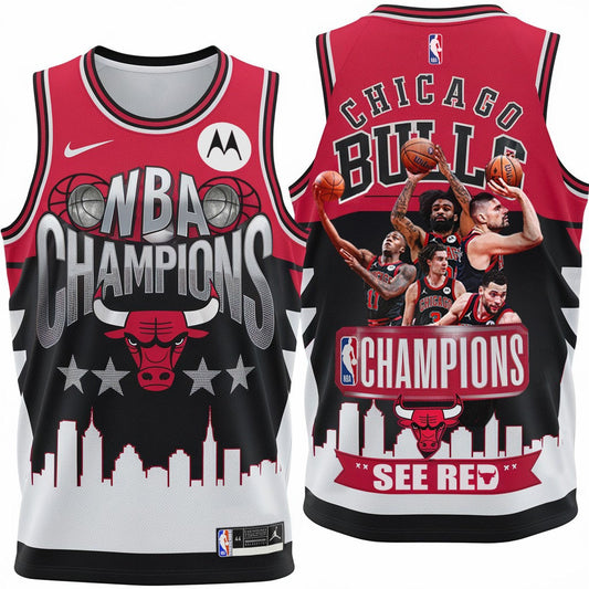 Chicago Team Basketball Champions See Red 3D All Over Print Basketball Jersey