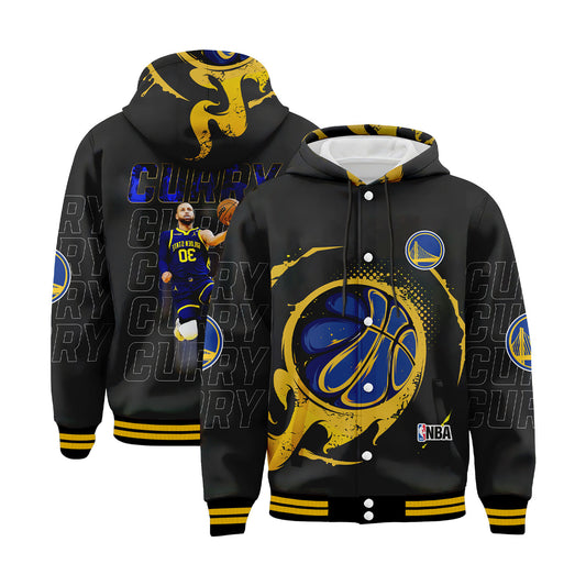GSW Stephen Curry Make Every Shot Count 3D All Over Print Hooded Varsity Jacket