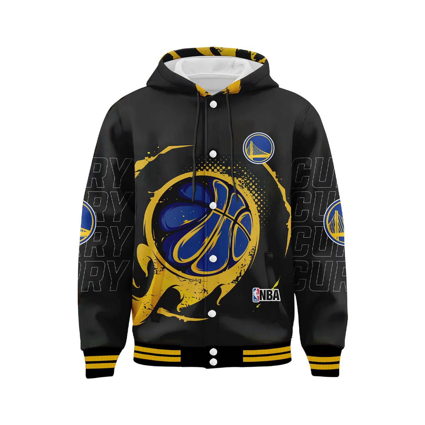 GSW Stephen Curry Make Every Shot Count 3D All Over Print Hooded Varsity Jacket