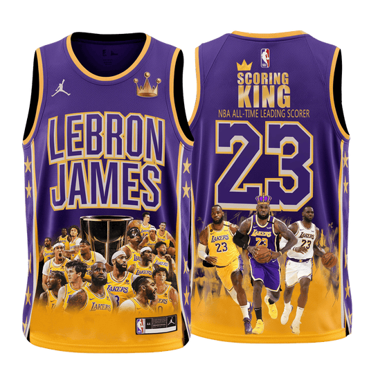 LeBron James Scoring King Lakers #23 All-Time Leading Scorer 3D Basketball Jersey