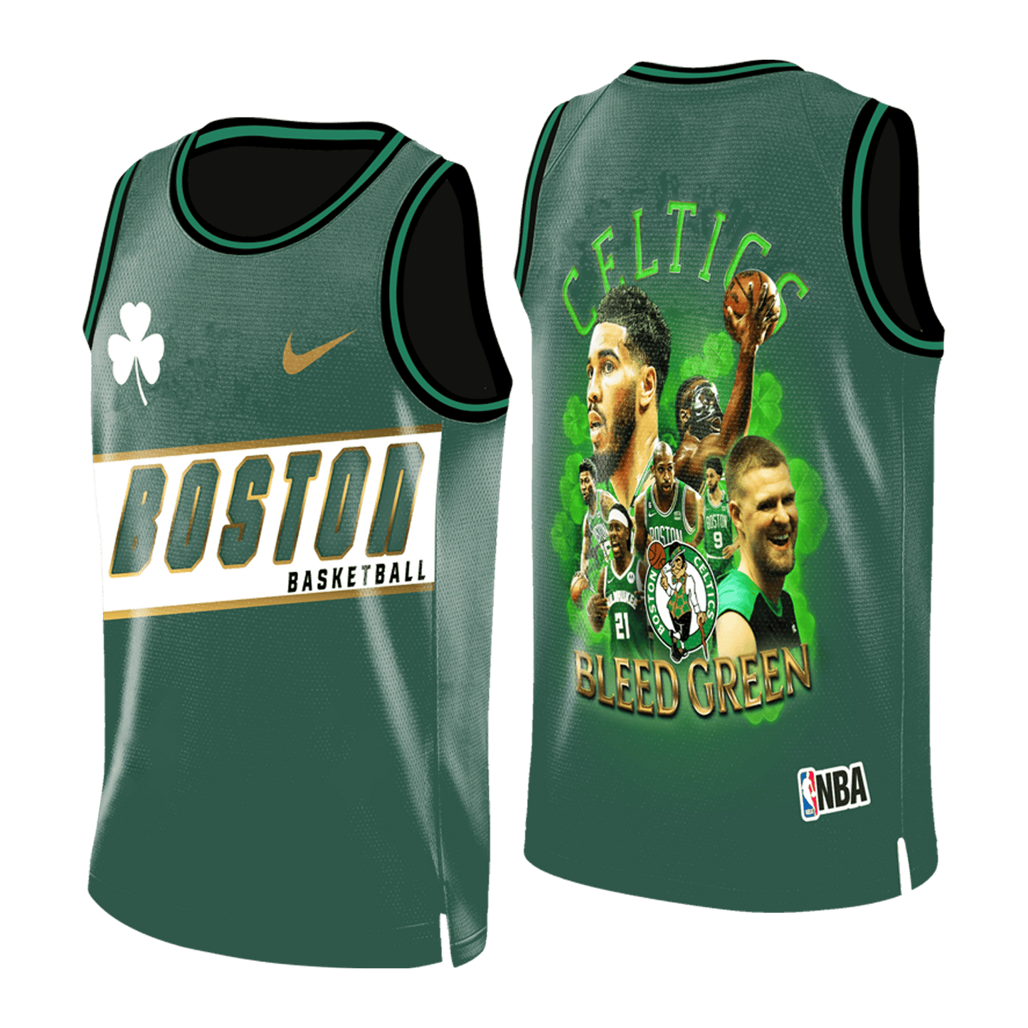 Boston Basketball Team Bleed Green 3D Basketball Jersey