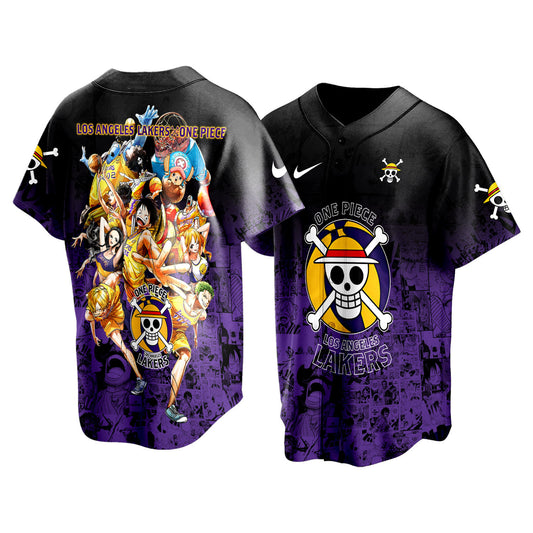 Lakers x One Piece Game Night Collab 3D All Over Print Baseball Jersey