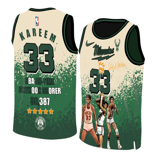 Kareem Abdul-Jabbar #33 Bucks Basketball Team 3D Basketball Jersey