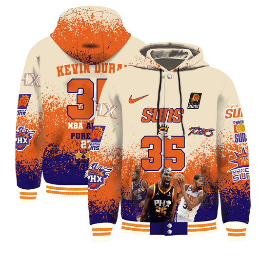 Kevin Durant #35 All-Time Pure Scorer Suns Basketball Team 3D Hooded Varsity Jacket