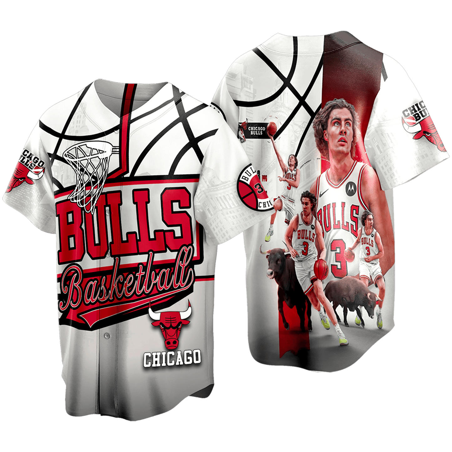 Josh Giddey #3 Chicago Basketball Team 3D Baseball Jersey