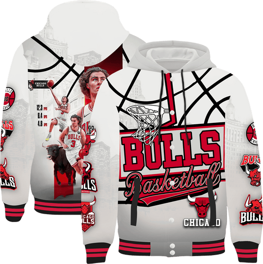 Josh Giddey #3 Chicago Basketball Team 3D Hooded Varsity Jacket