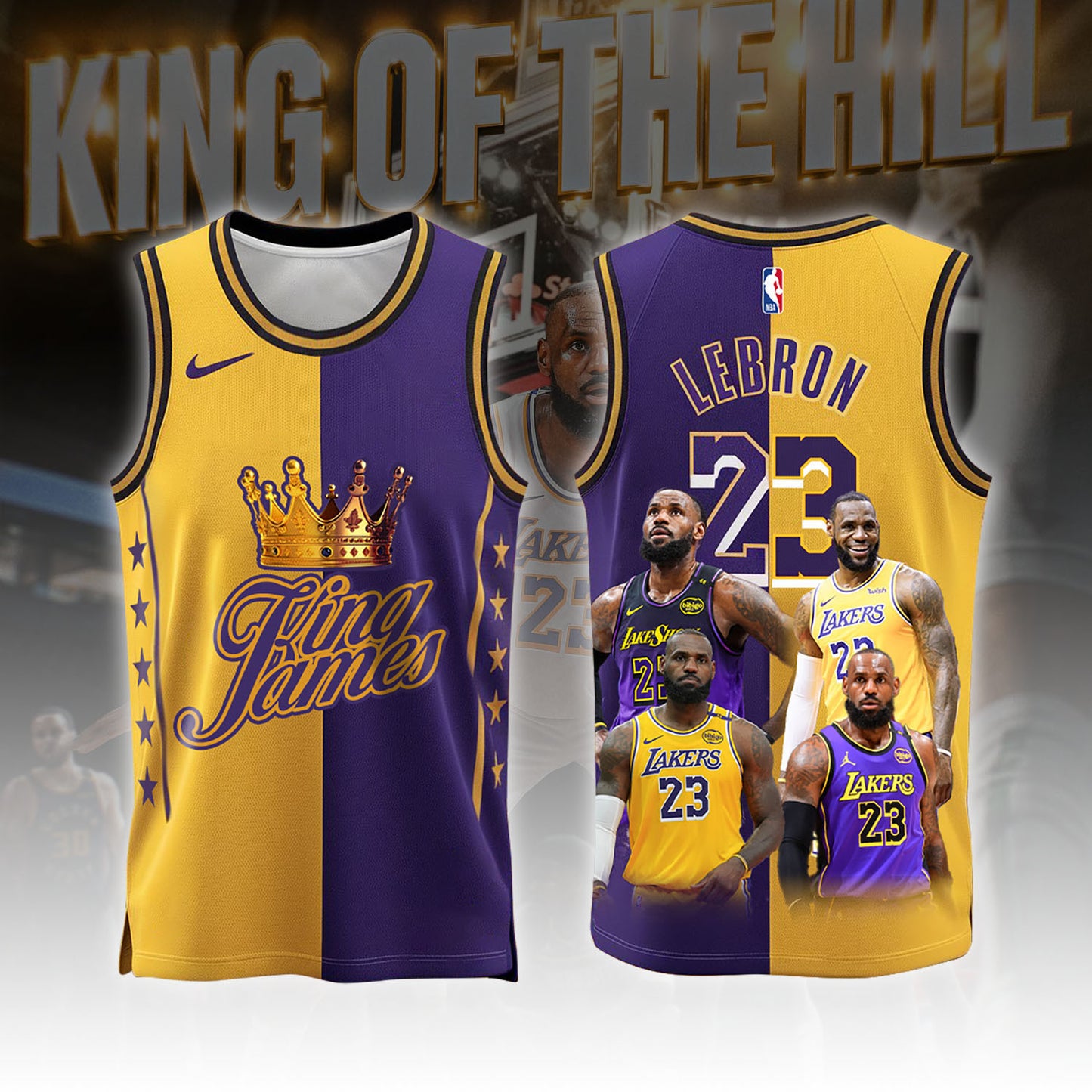 King James #23 Lakers King Of The Hill Basketball Team 3D Basketball Jersey