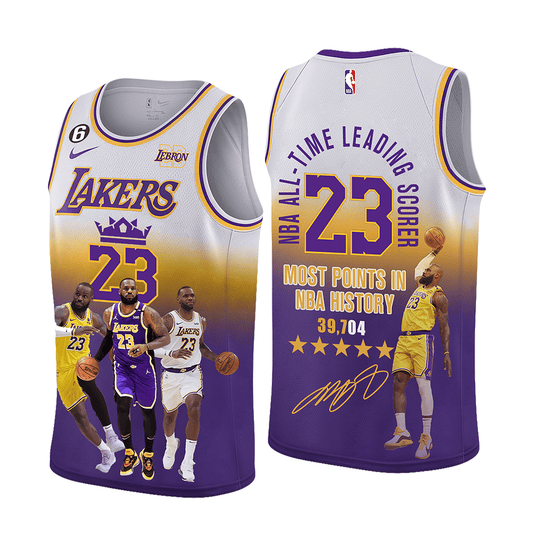 LeBron James Lakers #23 All-Time Leading Scorer 3D Basketball Jersey