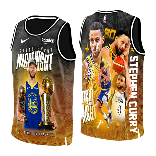Golden State Basketabll Stephen Curry #30 Night Night 3D Basketball Jersey
