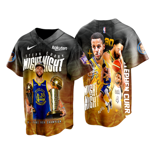 Golden State Basketabll Stephen Curry #30 Night Night 3D Baseball Jersey