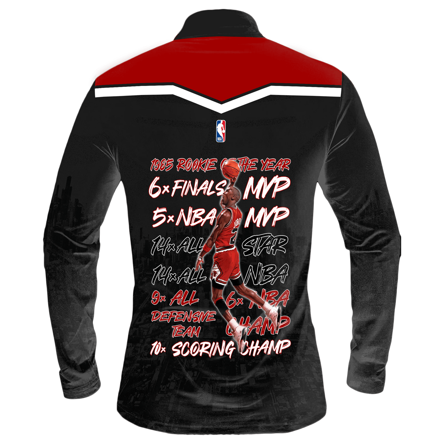 Bulls Michael Jordan #23 Chicago Team 3D Long Sleeve Quarter Zip Jersey